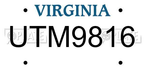 UTM9816 Virginia License Plate