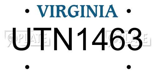 UTN1463 Virginia License Plate