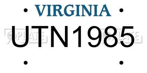 UTN1985 Virginia License Plate