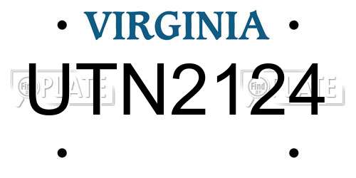 UTN2124 Virginia License Plate