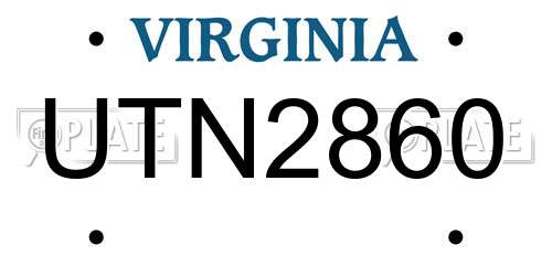 UTN2860 Virginia License Plate