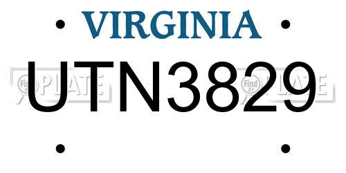 UTN3829 Virginia License Plate