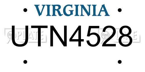 UTN4528 Virginia License Plate