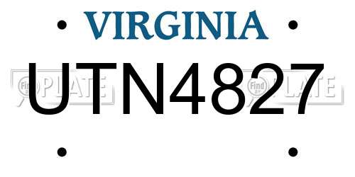 UTN4827 Virginia License Plate