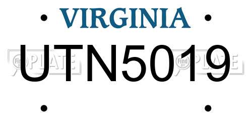 UTN5019 Virginia License Plate