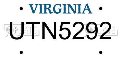 UTN5292 Virginia License Plate