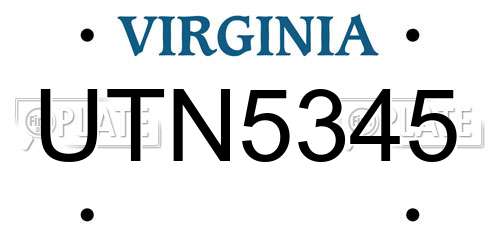UTN5345 Virginia License Plate