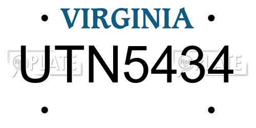 UTN5434 Virginia License Plate