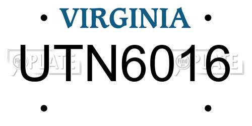 UTN6016 Virginia License Plate