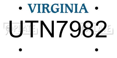 UTN7982 Virginia License Plate