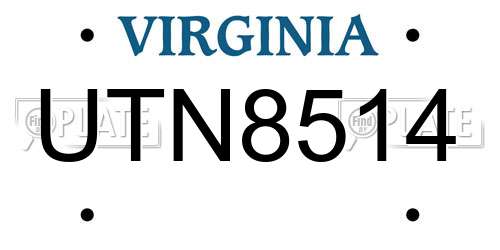 UTN8514 Virginia License Plate