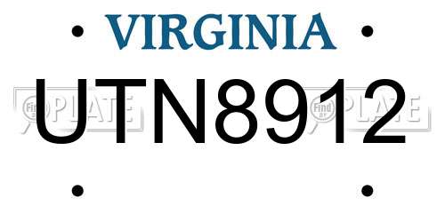 UTN8912 Virginia License Plate