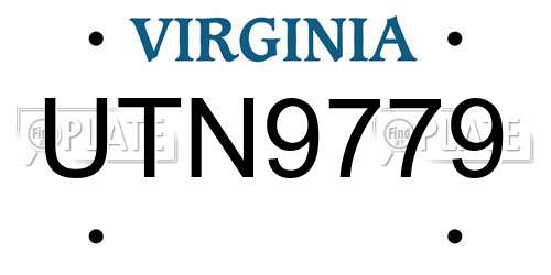 UTN9779 Virginia License Plate