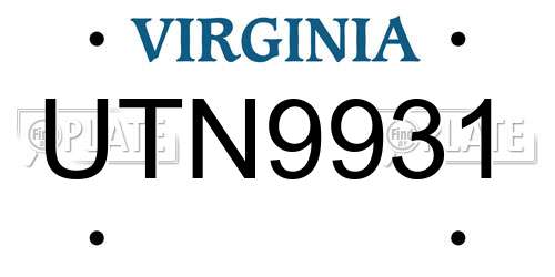 UTN9931 Virginia License Plate