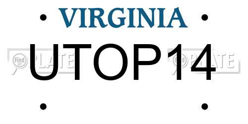 UTOP14 Virginia License Plate