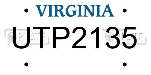 UTP2135 Virginia License Plate