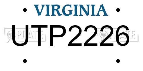 UTP2226 Virginia License Plate