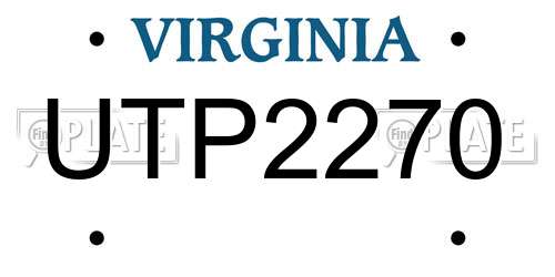 UTP2270 Virginia License Plate