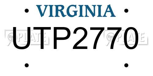 UTP2770 Virginia License Plate