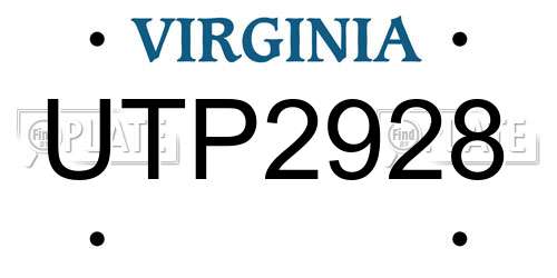 UTP2928 Virginia License Plate