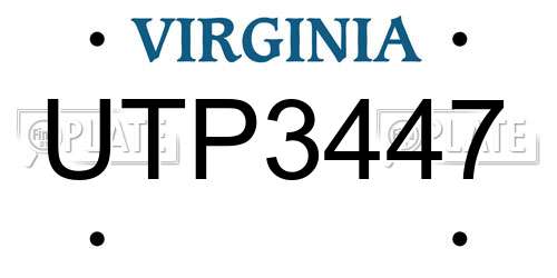 UTP3447 Virginia License Plate