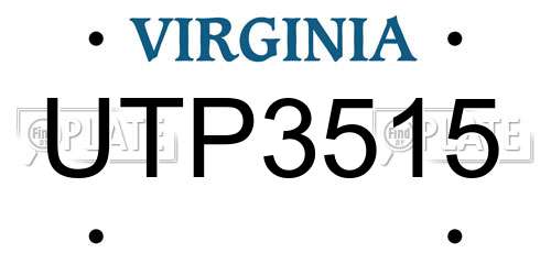 UTP3515 Virginia License Plate