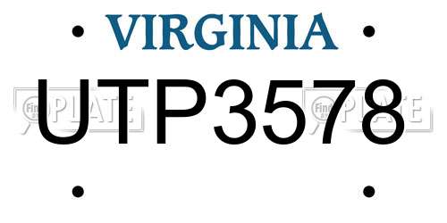 UTP3578 Virginia License Plate
