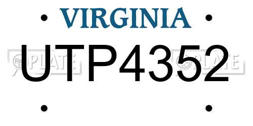 UTP4352 Virginia License Plate