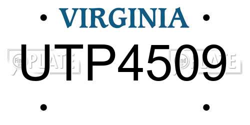 UTP4509 Virginia License Plate