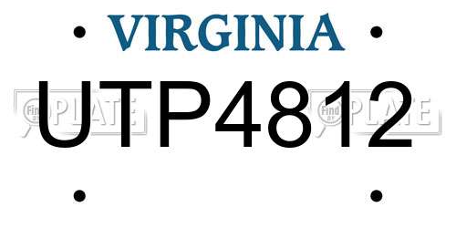UTP4812 Virginia License Plate