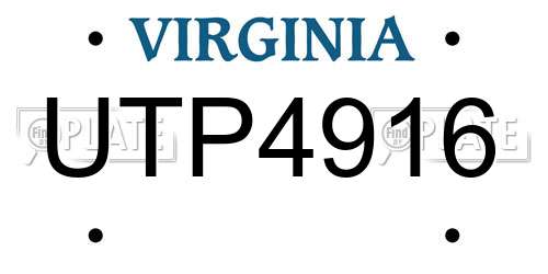UTP4916 Virginia License Plate