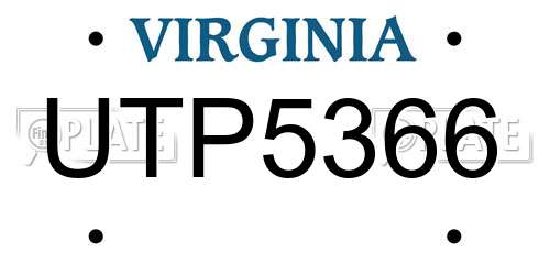 UTP5366 Virginia License Plate