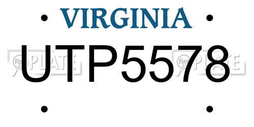 UTP5578 Virginia License Plate