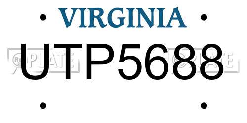UTP5688 Virginia License Plate