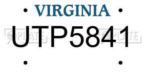 UTP5841 Virginia License Plate