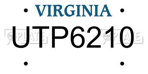 UTP6210 Virginia License Plate