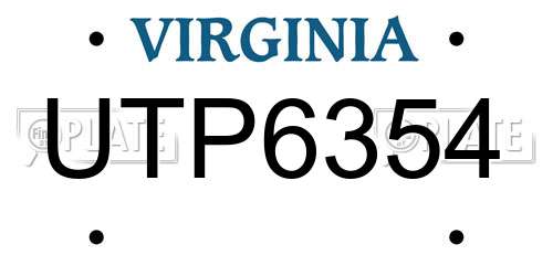 UTP6354 Virginia License Plate