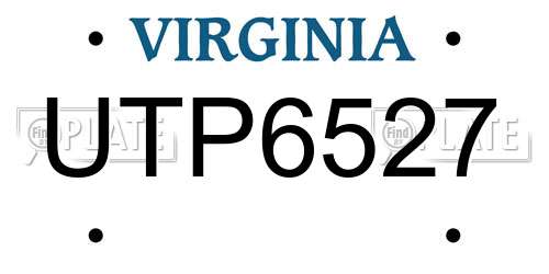 UTP6527 Virginia License Plate