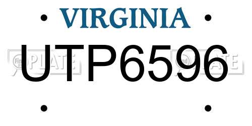 UTP6596 Virginia License Plate