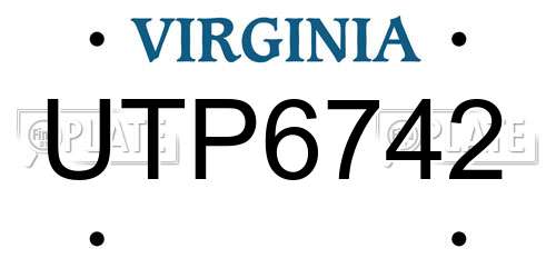 UTP6742 Virginia License Plate