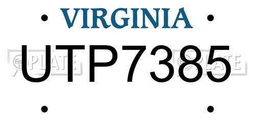 UTP7385 Virginia License Plate