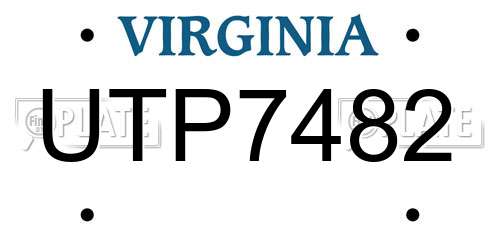 UTP7482 Virginia License Plate