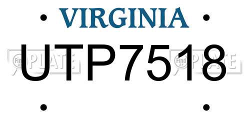 UTP7518 Virginia License Plate