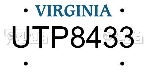 UTP8433 Virginia License Plate