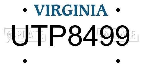 UTP8499 Virginia License Plate