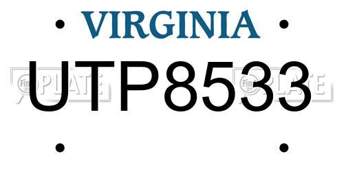 UTP8533 Virginia License Plate