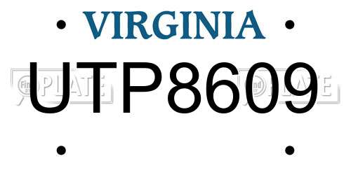 UTP8609 Virginia License Plate