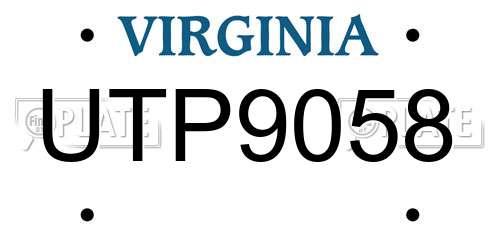 UTP9058 Virginia License Plate