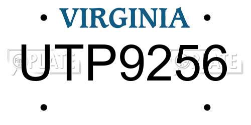 UTP9256 Virginia License Plate
