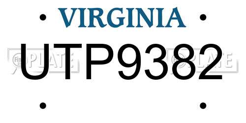 UTP9382 Virginia License Plate